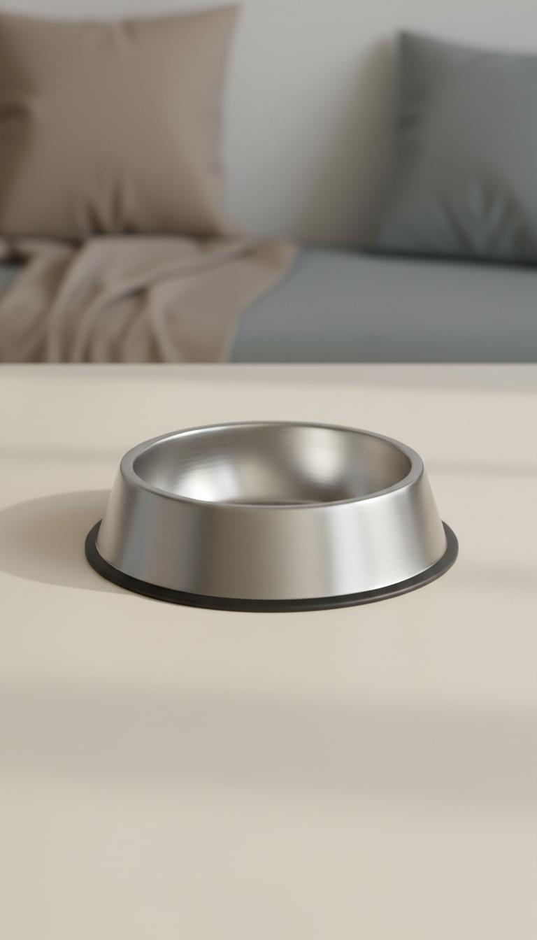 Brushed Metal Feeding Bowl Weighted Base
